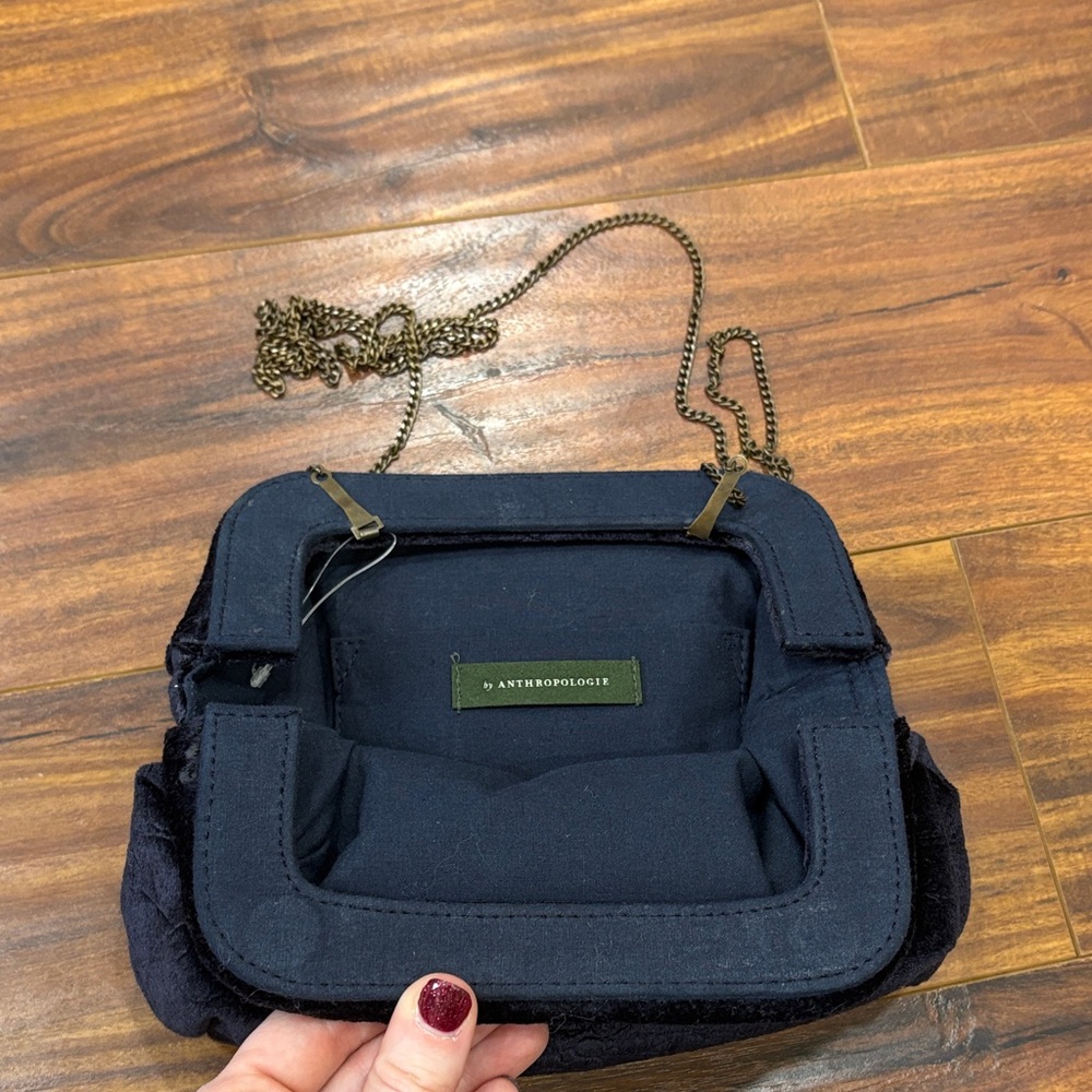 Anthropologie Midnight Blue Velvet Crossbody or clutch